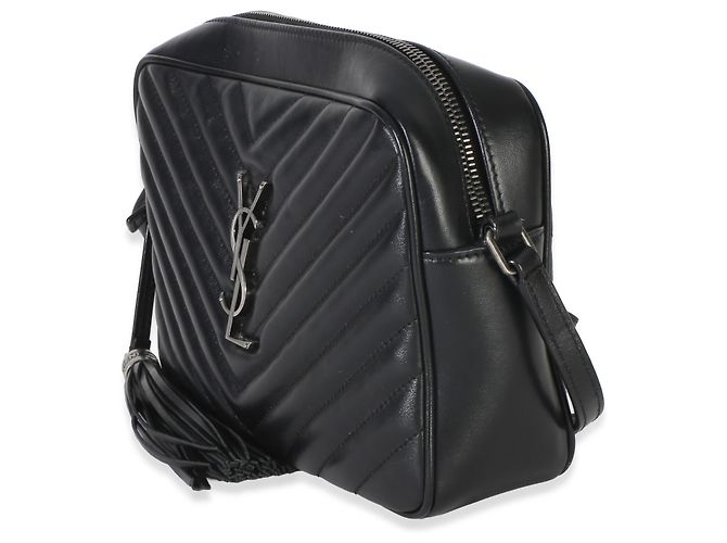 Autre Marque Saint Laurent Black Matelasse Calfskin Lou Camera Nero - vista 3