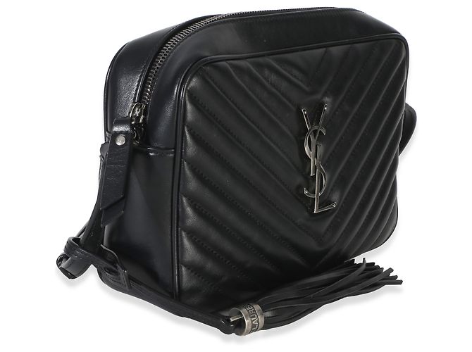 Autre Marque Saint Laurent Black Matelasse Calfskin Lou Camera Nero - vista 4