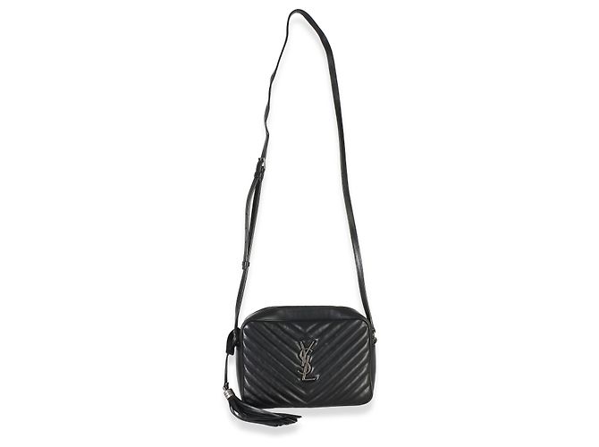 Autre Marque Saint Laurent Black Matelasse Calfskin Lou Camera Nero - vista 5