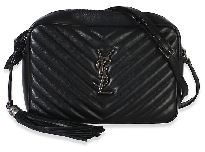 Autre Marque Saint Laurent Black Matelasse Calfskin Lou Camera Nero - vista 8