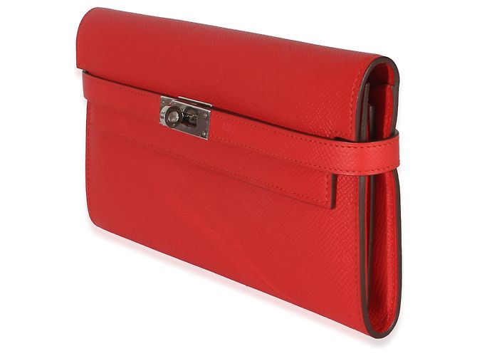 Portafoglio Hermès Kelly Long in pelle Epsom Rouge Tomate PHW Rosso - vista 3