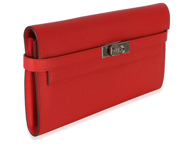 Portafoglio Hermès Kelly Long in pelle Epsom Rouge Tomate PHW Rosso - vista 4