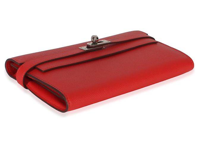 Portafoglio Hermès Kelly Long in pelle Epsom Rouge Tomate PHW Rosso - vista 7