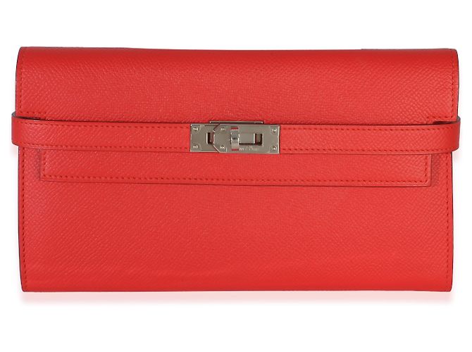 Portafoglio Hermès Kelly Long in pelle Epsom Rouge Tomate PHW Rosso - vista 8
