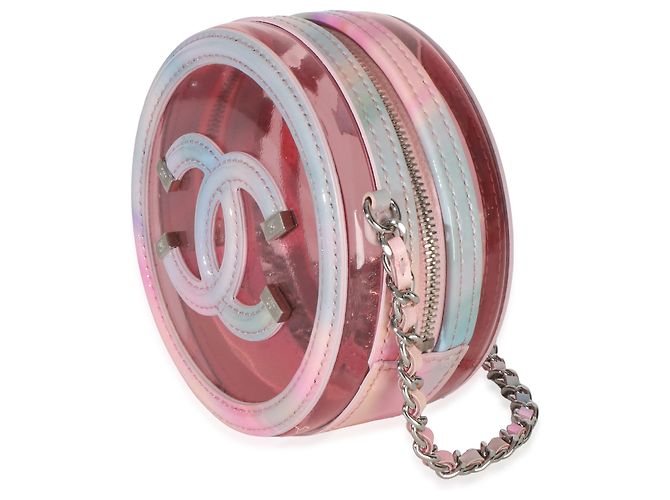 Gabrielle Clutch rotonda Chanel in PVC rosa e pelle d'agnello Filigree con catena - vista 3