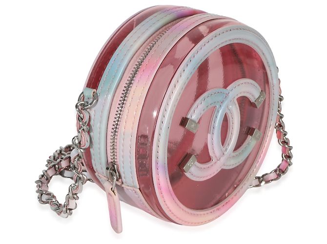 Gabrielle Clutch rotonda Chanel in PVC rosa e pelle d'agnello Filigree con catena - vista 4