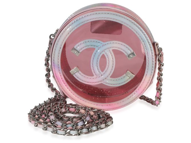Gabrielle Clutch rotonda Chanel in PVC rosa e pelle d'agnello Filigree con catena - vista 7