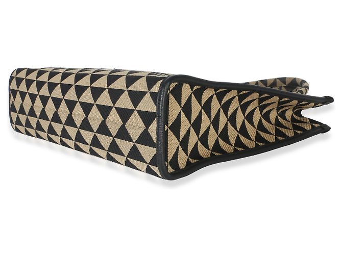 borsa Tote Grande Prada in Jacquard Saffiano Triangolo Symbole Ricamato, Nero e Beige - vista 6