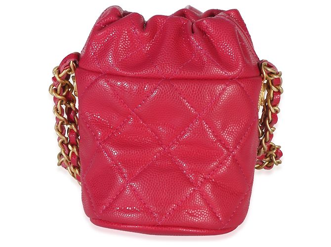 Gabrielle Borsa Mini Bucket Chanel Fuchsia Quilted Caviar Twist Your Buttons Rosa - vista 2