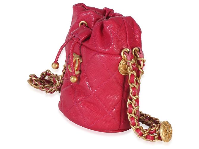 Gabrielle Borsa Mini Bucket Chanel Fuchsia Quilted Caviar Twist Your Buttons Rosa - vista 3