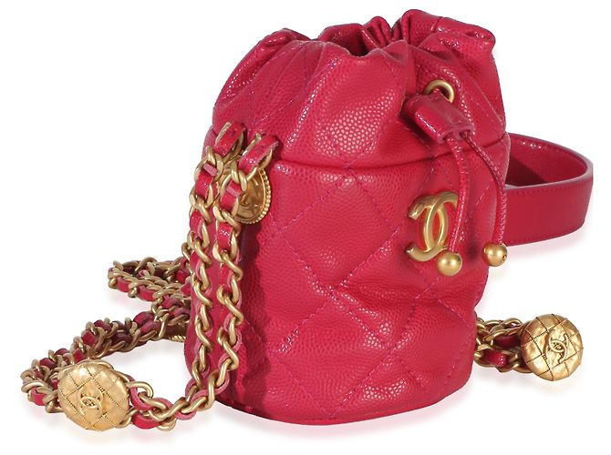 Gabrielle Borsa Mini Bucket Chanel Fuchsia Quilted Caviar Twist Your Buttons Rosa - vista 4