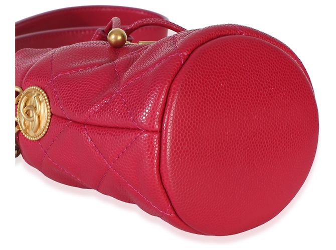 Gabrielle Borsa Mini Bucket Chanel Fuchsia Quilted Caviar Twist Your Buttons Rosa - vista 7