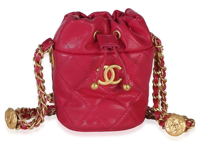 Gabrielle Borsa Mini Bucket Chanel Fuchsia Quilted Caviar Twist Your Buttons Rosa - vista 8