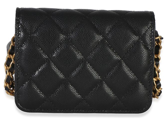 Gabrielle Portamonete Chanel Black Quilted Caviar Twist Your Buttons con catena Nero - vista 2