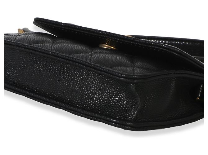 Gabrielle Portamonete Chanel Black Quilted Caviar Twist Your Buttons con catena Nero - vista 6