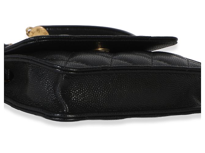 Gabrielle Portamonete Chanel Black Quilted Caviar Twist Your Buttons con catena Nero - vista 7