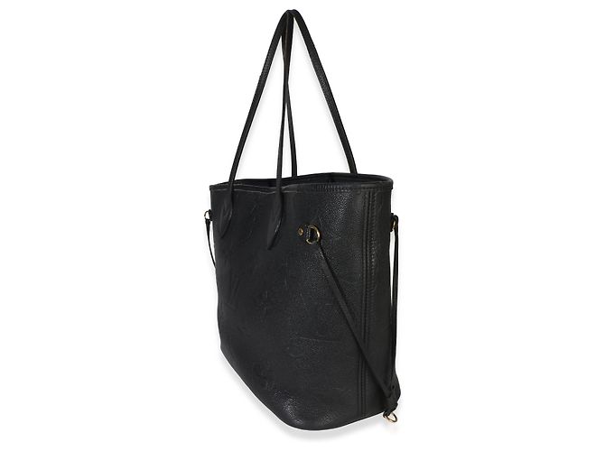 Louis Vuitton Black Giant Monogram Empreinte Neverfull MM Preto - vista 3