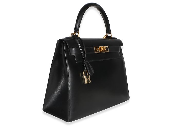 Hermès Vintage Black Box Sellier Kelly 28 GHW Nero - vista 4