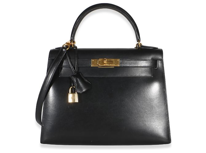 Hermès Vintage Black Box Sellier Kelly 28 GHW Nero - vista 8