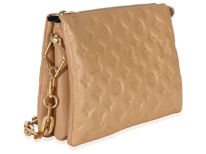 Louis Vuitton Camel Monogram Embossed Lambskin Coussin PM Beige - vista 4