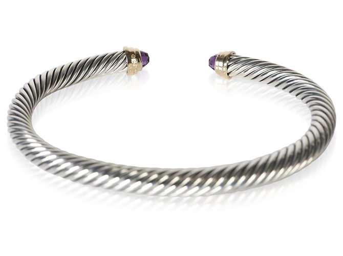 Bracciale Classic Cable David Yurman in oro giallo, argento sterling e ametista - vista 4