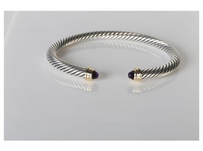 Bracciale Classic Cable David Yurman in oro giallo, argento sterling e ametista - vista 5