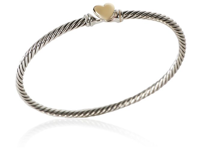 Bracciale Cable Heart David Yurman in Oro Giallo e Argento Sterling - vista 2