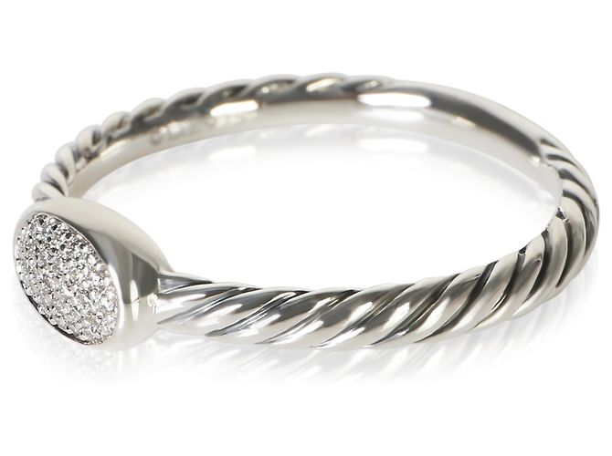 Anello stacking Cable in argento sterling e diamanti David Yurman - vista 3