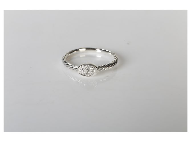 Anello stacking Cable in argento sterling e diamanti David Yurman - vista 5