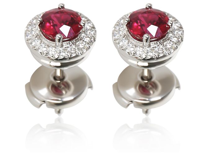 Orecchini Soleste in platino, rubini e diamanti Tiffany & Co. - vista 3