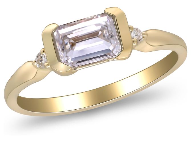 Autre Marque Ring aus Gelbgold mit Labor diamanten 1.11 ctw - Ansicht 2