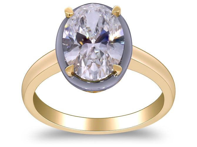 Autre Marque Verlobungsring aus Gelbgold mit Labor-Diamanten 3.02 ctw - Ansicht 2