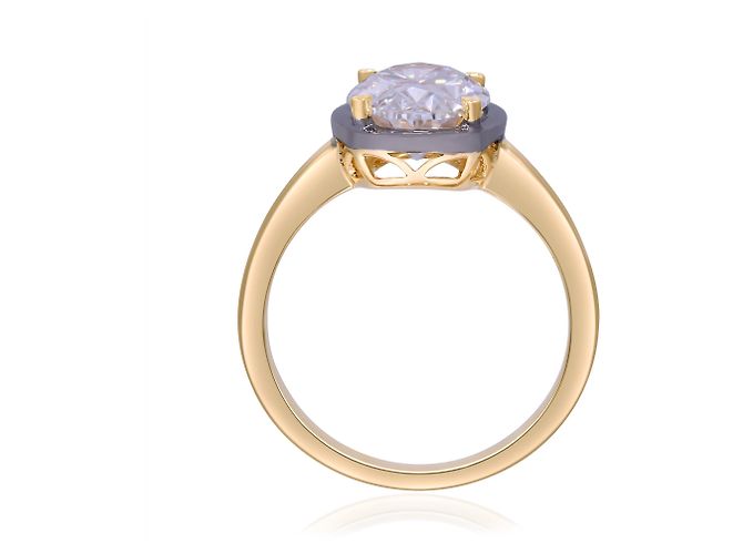 Autre Marque Verlobungsring aus Gelbgold mit Labor-Diamanten 3.02 ctw - Ansicht 3