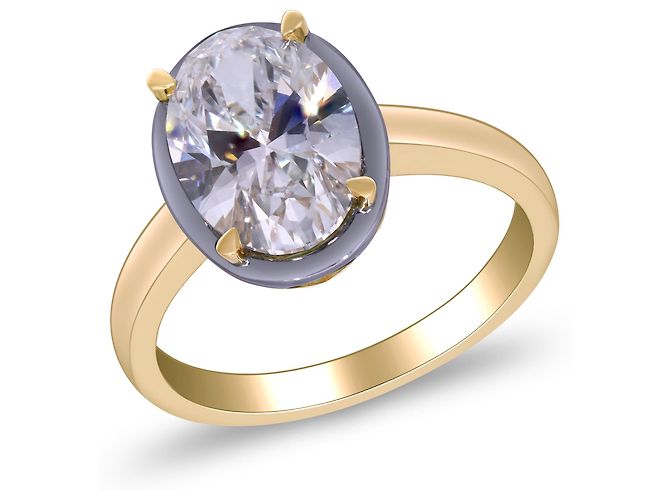 Autre Marque Verlobungsring aus Gelbgold mit Labor-Diamanten 3.02 ctw - Ansicht 4