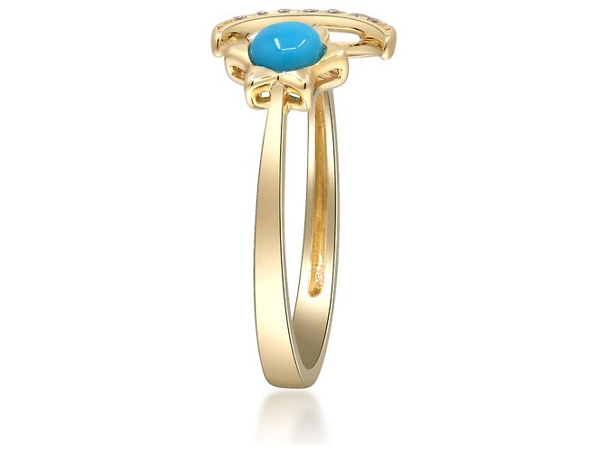 Autre Marque Anello a mezzaluna in oro giallo, turchese e diamanti - vista 4