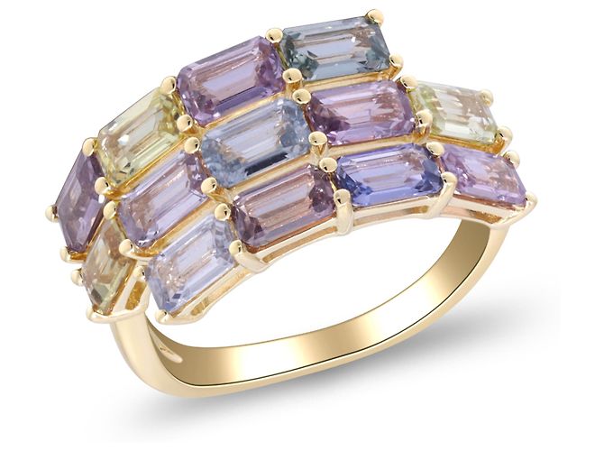 Autre Marque Yellow Gold Saphir Rainbow Bypass Ring - Ansicht 2