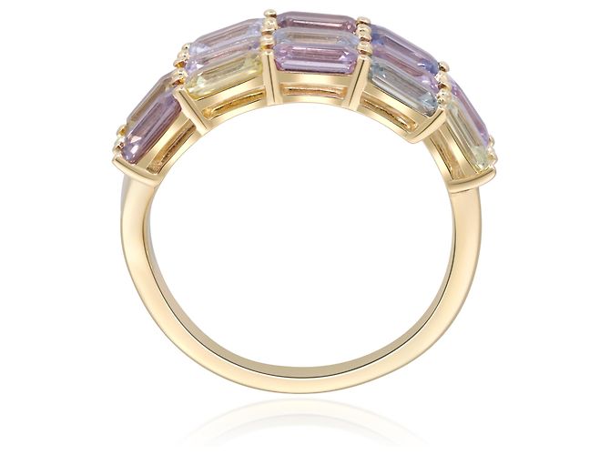 Autre Marque Yellow Gold Saphir Rainbow Bypass Ring - Ansicht 3