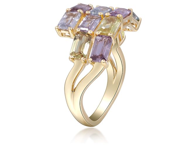 Autre Marque Yellow Gold Saphir Rainbow Bypass Ring - Ansicht 4