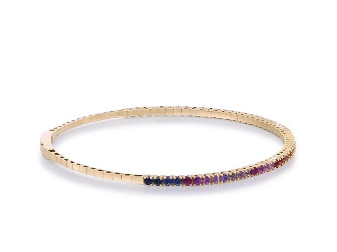 Autre Marque Bracciale rigido flessibile in oro giallo con zaffiri arcobaleno - vista 2