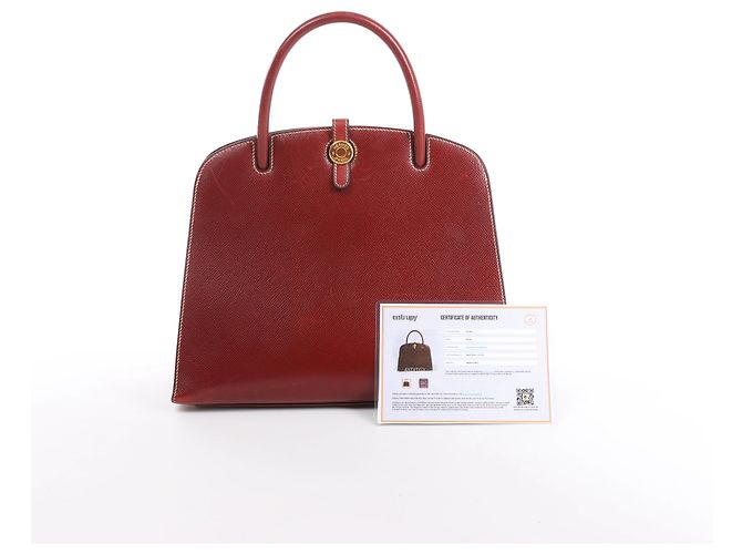 Bolsa de mão Hermès Dalvy MM em couro Cushbell, cor Brown Rouge E: 2001 Marrom - vista 13