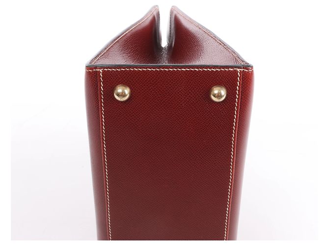 Bolsa de mão Hermès Dalvy MM em couro Cushbell, cor Brown Rouge E: 2001 Marrom - vista 7