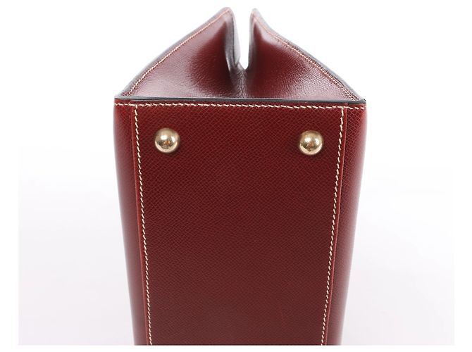 Bolsa de mão Hermès Dalvy MM em couro Cushbell, cor Brown Rouge E: 2001 Marrom - vista 8