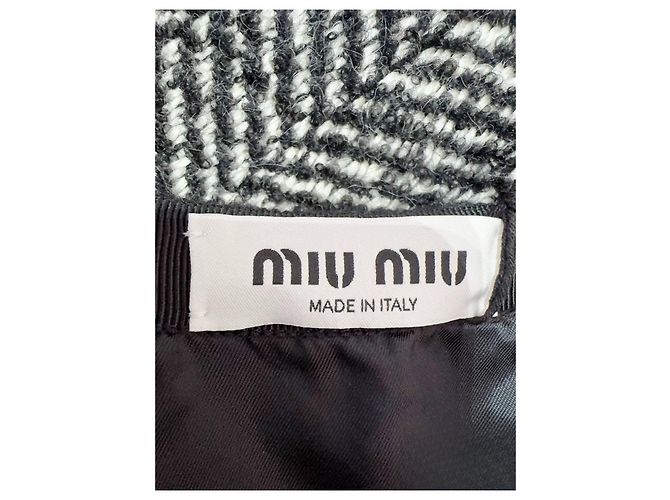 Falda Miu Miu de lana azul marino con estampado de espiga Multicolor - vista 4