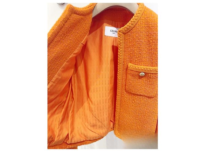Céline Orange Tweed Jacket with Gold Buttons Size 34 Multiple colors - view 2