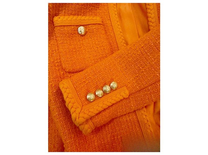 Céline Orange Tweed Jacket with Gold Buttons Size 34 Multiple colors - view 5
