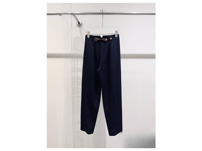 Louis Vuitton Hose Navy Wolle Hoher Bund Monogramm Mehrfarben - Ansicht 2