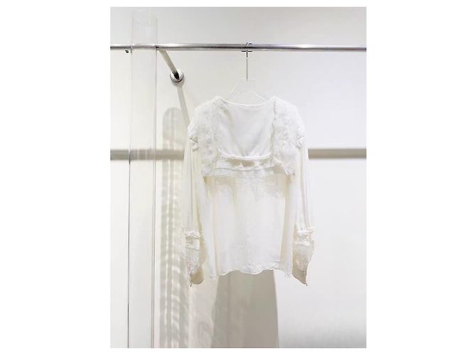 Top Chanel Waterfall in seta con dettagli in tulle Multicolore - vista 5