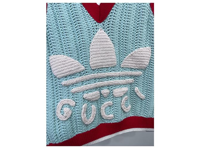 Colete de malha Gucci x Adidas Turquesa Lã XS Multicor - vista 4