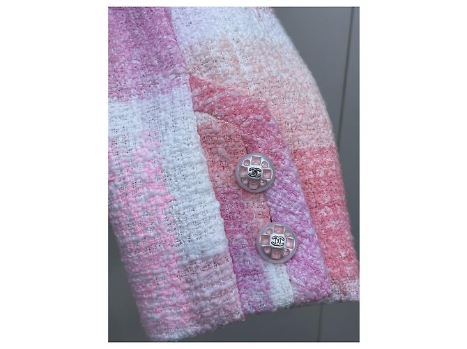 Giacca Chanel 23S in tweed rosa Multicolore - vista 3