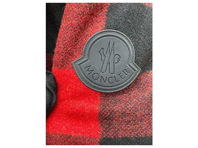 Moncler Red Plaid Wool Down Jacket with Fur Collar Multiple colors - view 3